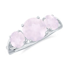 Rosec Jewels-Round Shape Rose Quartz Three Stone Crossover Ring