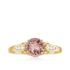 Real Morganite Solitaire Engagement Ring with Diamond Morganite - ( AAA ) - Quality - Rosec Jewels