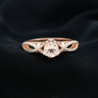 Designer Morganite and Diamond Crossover Engagement Ring Morganite - ( AAA ) - Quality - Rosec Jewels