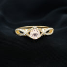 Designer Morganite and Diamond Crossover Engagement Ring Morganite - ( AAA ) - Quality - Rosec Jewels