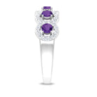 1.25 CT Classic Amethyst Half Eternity Band Ring with Diamond Halo Amethyst - ( AAA ) - Quality - Rosec Jewels