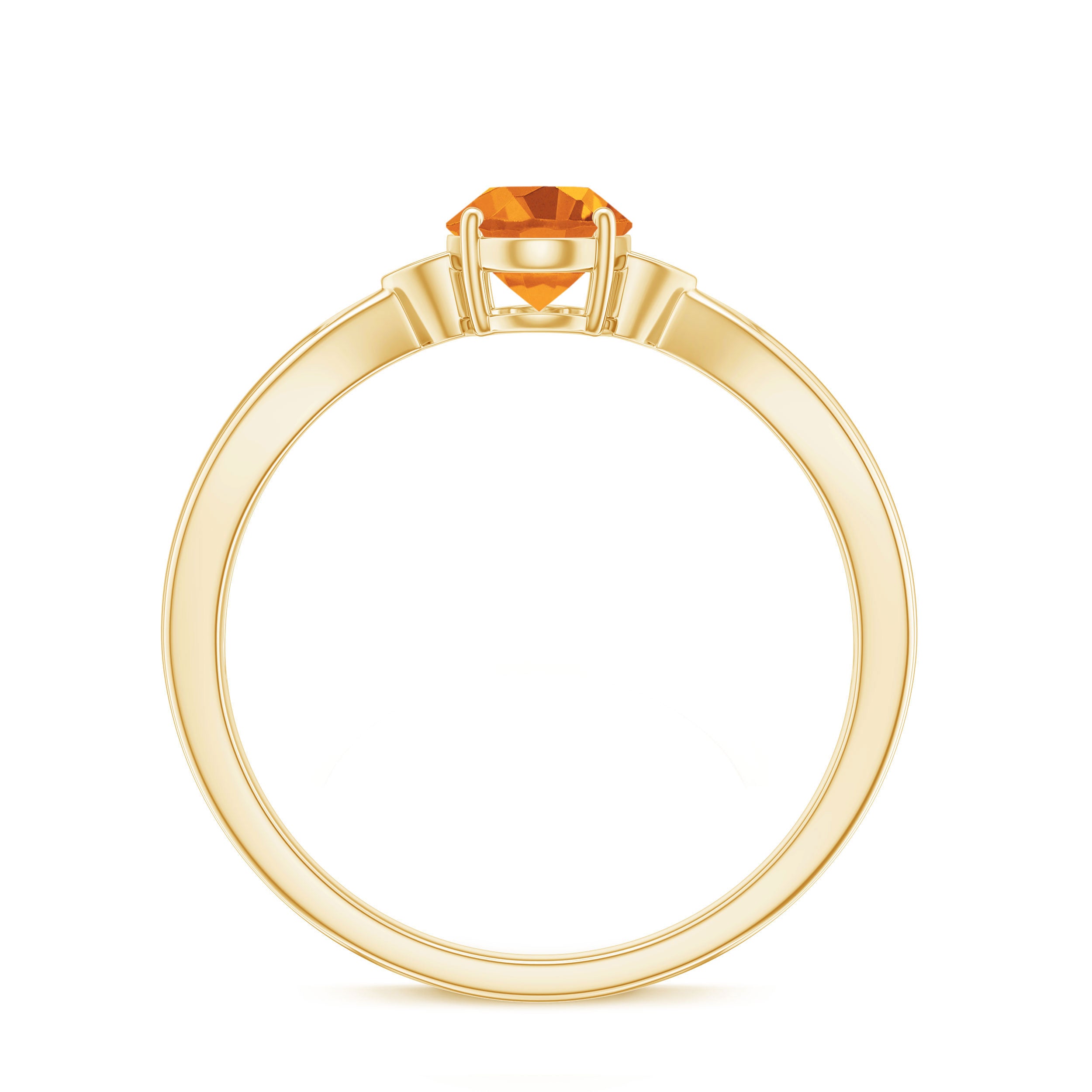 Oval Cut Real Citrine Solitaire Ring with Engraved Details Citrine - ( AAA ) - Quality - Rosec Jewels