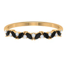 Marquise Created Black Diamond and Diamond Half Eternity Ring Lab Created Black Diamond - ( AAAA ) - Quality - Rosec Jewels