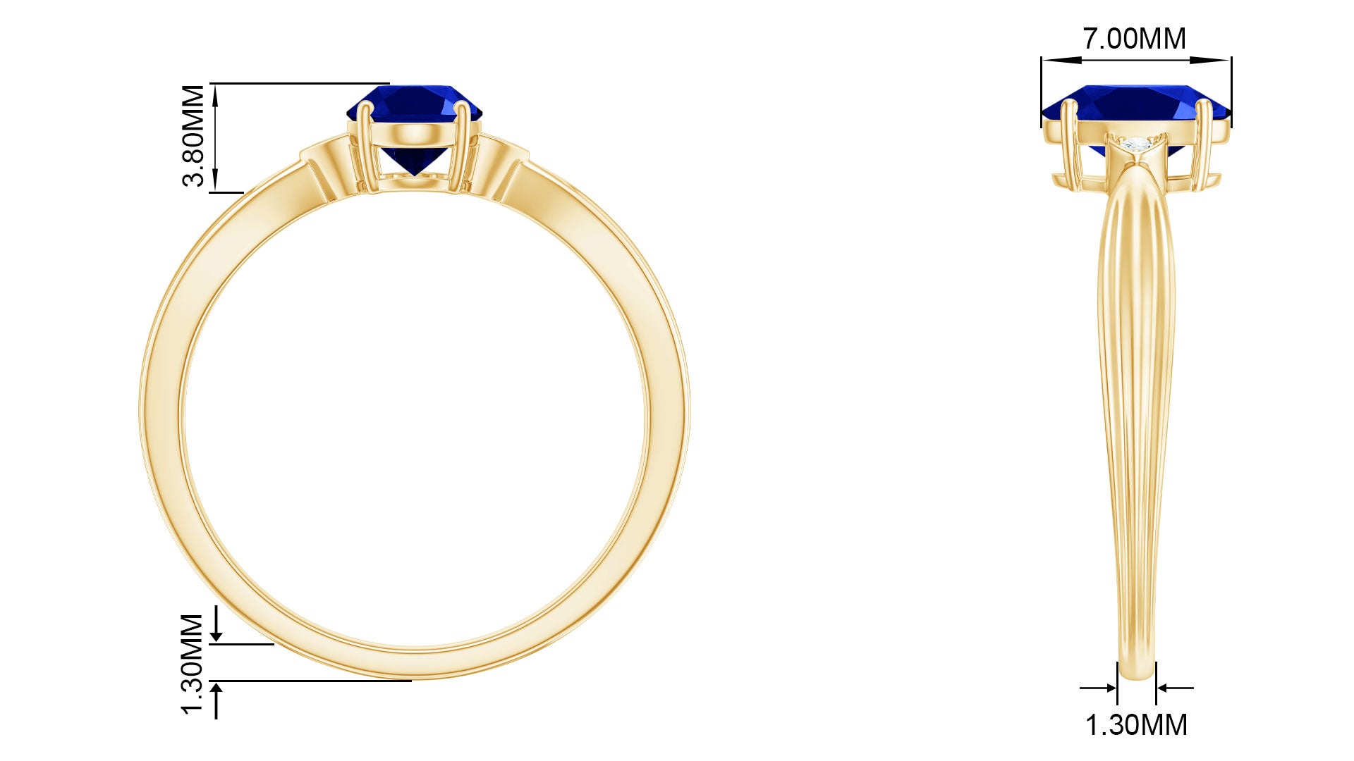 Rosec Jewels-Oval Cut Lab Grown Blue Sapphire Solitaire Ring with Diamond