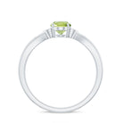 Oval Cut Peridot Solitaire Ring with Diamond Peridot - ( AAA ) - Quality - Rosec Jewels