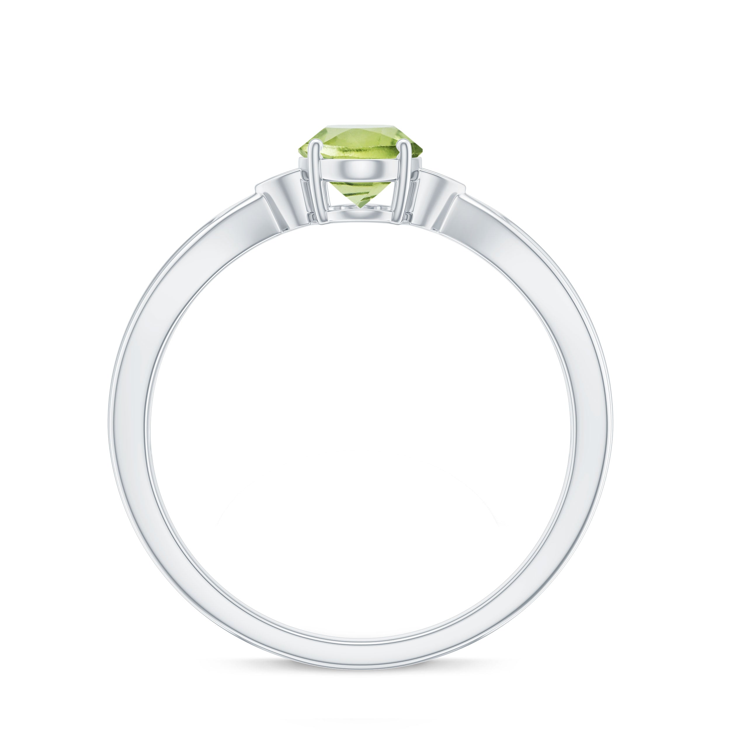 Oval Cut Peridot Solitaire Ring with Diamond Peridot - ( AAA ) - Quality - Rosec Jewels