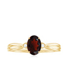 Oval Cut Garnet Solitaire Ring with Diamond Garnet - ( AAA ) - Quality - Rosec Jewels