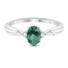 Oval Shape Green Sapphire Solitaire Engagement Ring with Diamond Green Sapphire - ( AAA ) - Quality - Rosec Jewels