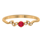 Certified Ruby and Diamond Leaf Branch Promise Ring Ruby - ( AAA ) - Quality - Rosec Jewels