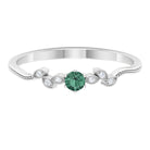 Minimal Green Sapphire and Diamond Leaf Promise Ring Green Sapphire - ( AAA ) - Quality - Rosec Jewels