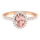 1.50 CT Oval Shape Morganite Ring with Diamond Halo Morganite - ( AAA ) - Quality - Rosec Jewels