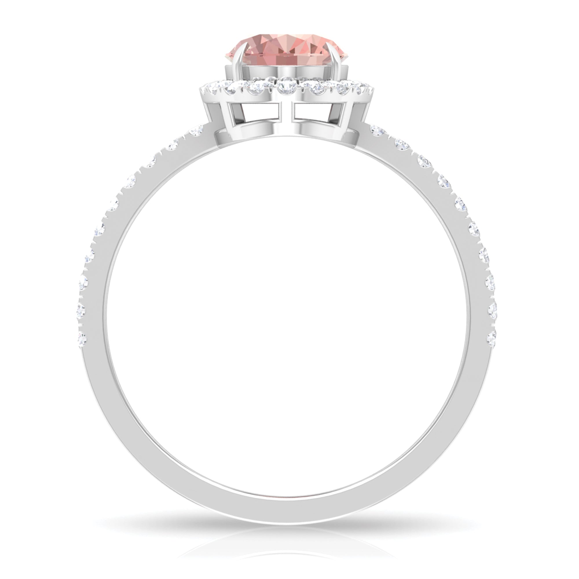 1.50 CT Oval Shape Morganite Ring with Diamond Halo Morganite - ( AAA ) - Quality - Rosec Jewels