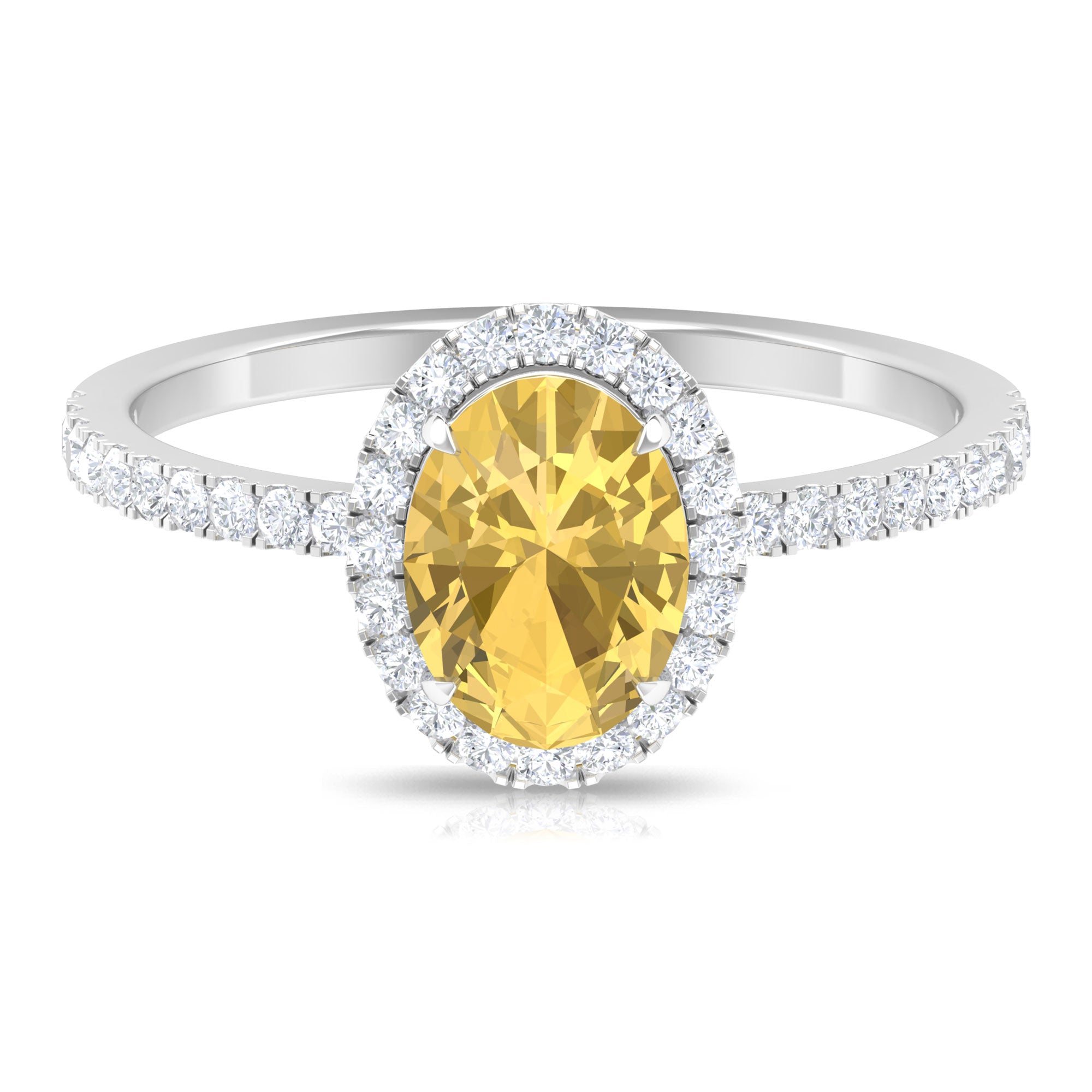 1.5 CT Oval Cut Citrine and Diamond Halo Engagement Ring Citrine - ( AAA ) - Quality - Rosec Jewels