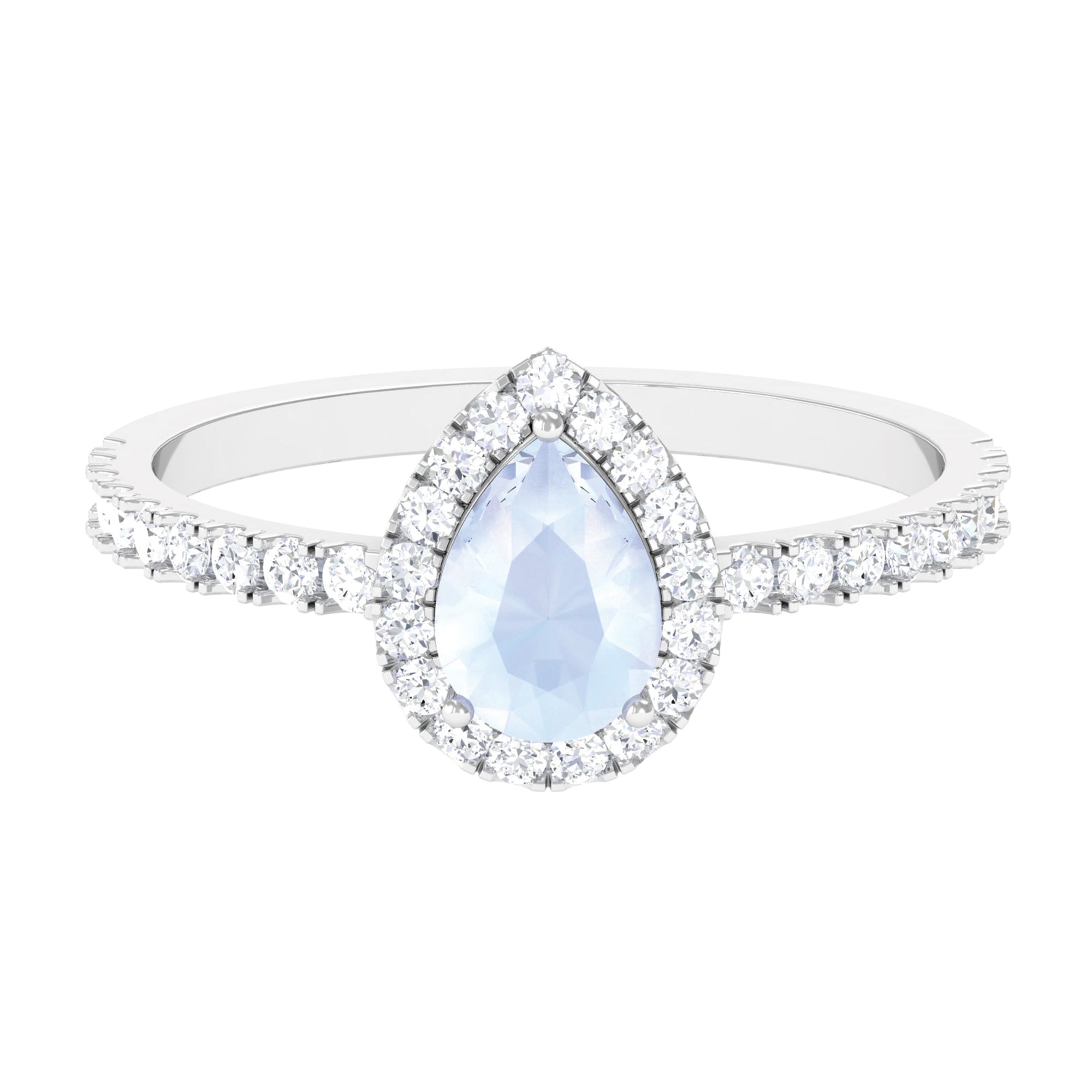 1.25 CT Pear Cut Moonstone Solitaire Simple Engagement Ring with Diamond Accent Moonstone - ( AAA ) - Quality - Rosec Jewels