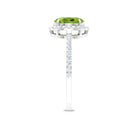 Oval Peridot Halo Engagement Ring with Diamond Peridot - ( AAA ) - Quality - Rosec Jewels