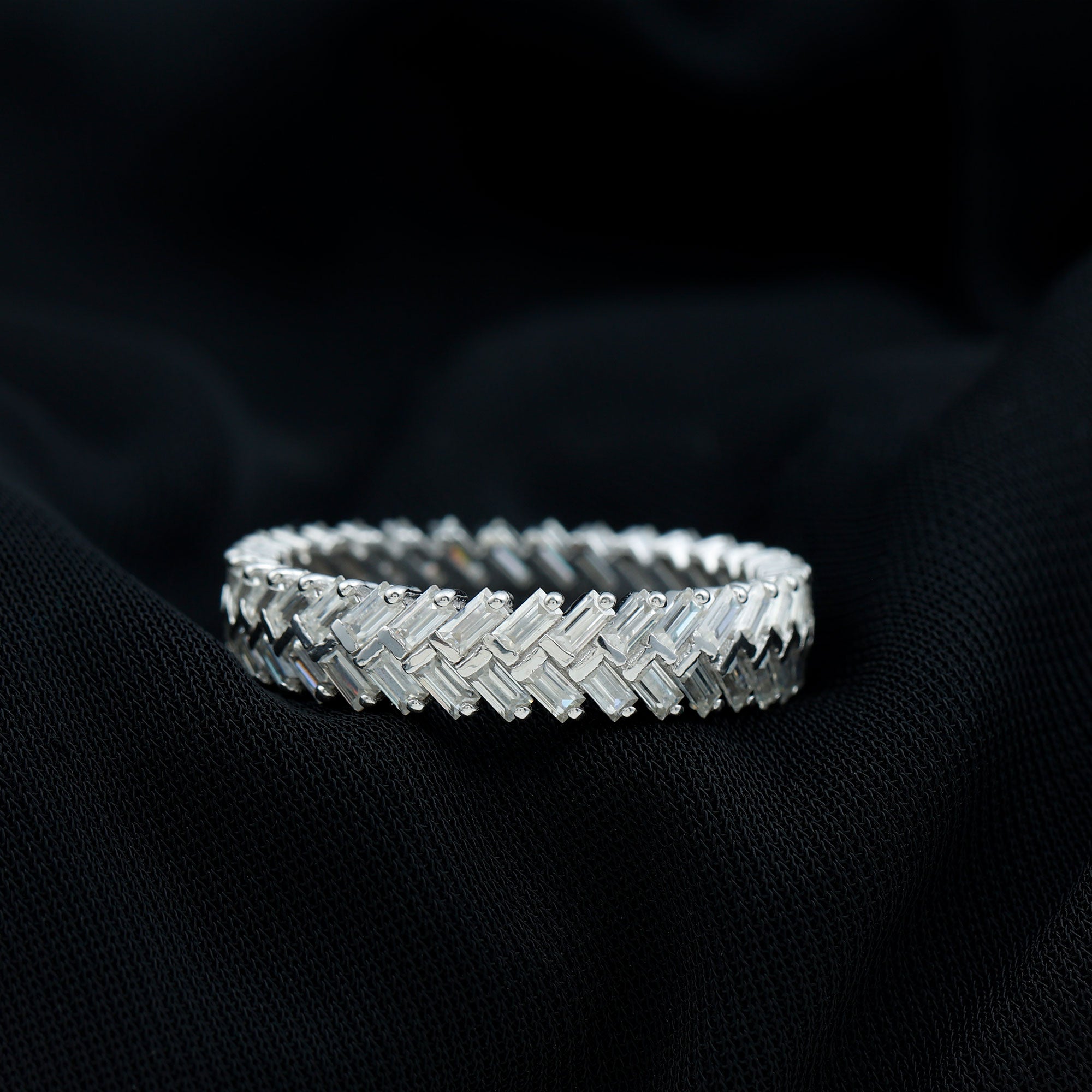 Baguette Cut Moissanite Braided Eternity Band Ring Moissanite - ( D-VS1 ) - Color and Clarity - Rosec Jewels