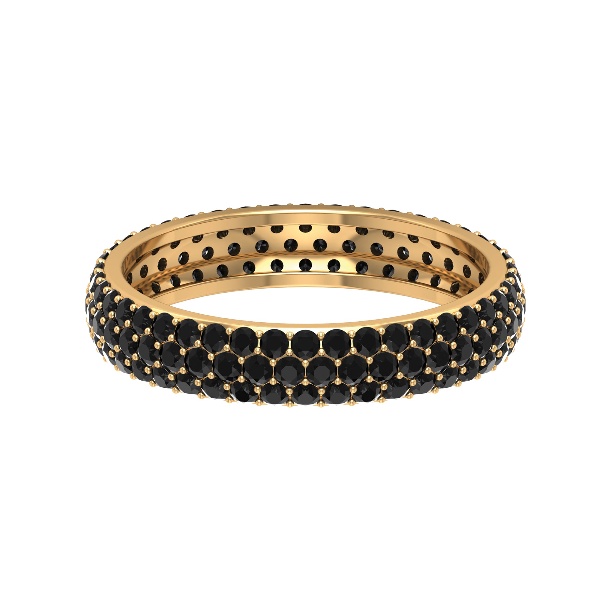 2.5 CT Black Onyx Classic Eternity Band Ring in Gold Black Onyx - ( AAA ) - Quality - Rosec Jewels