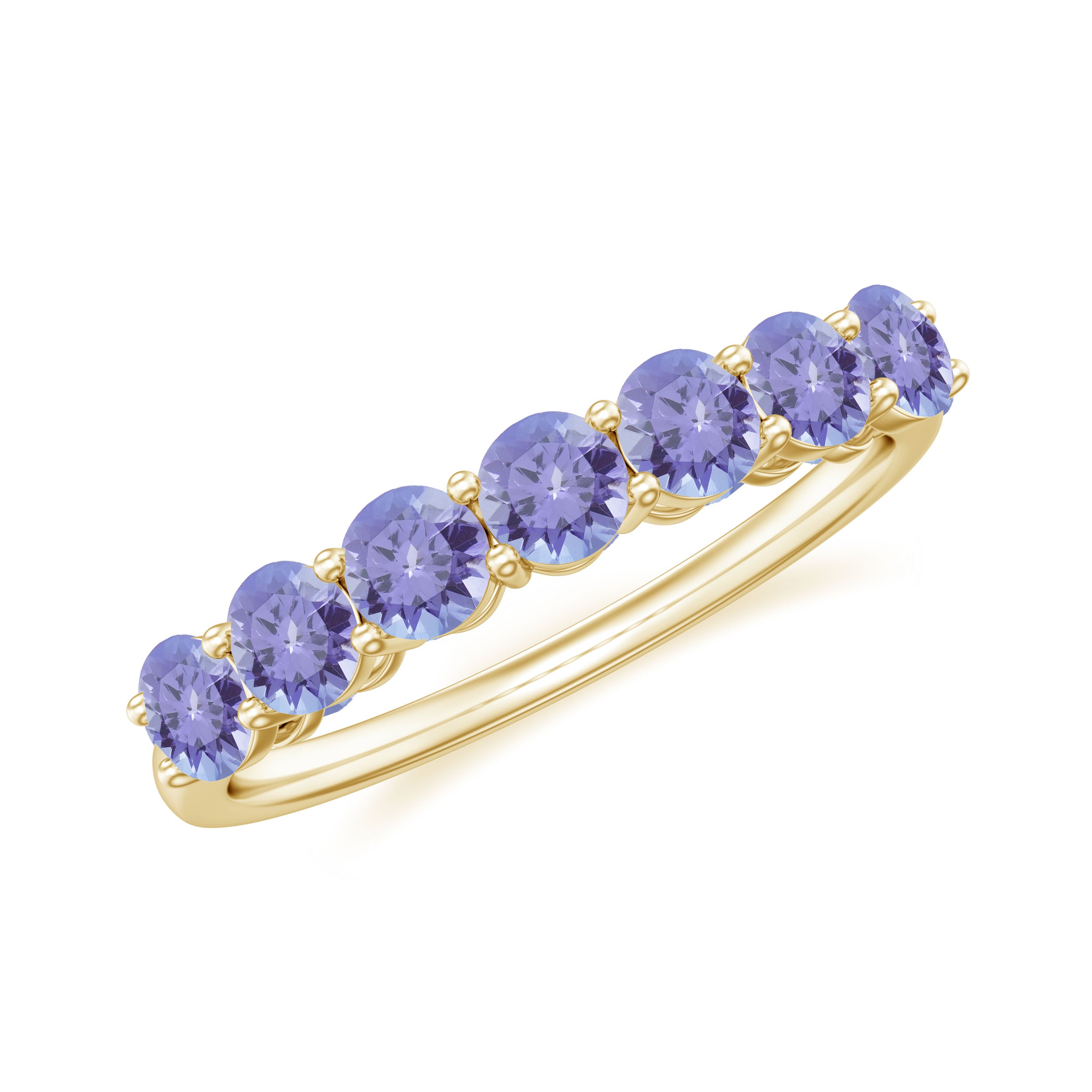 Round Tanzanite Seven Stone Half Eternity Ring Tanzanite - ( AAA ) - Quality - Rosec Jewels