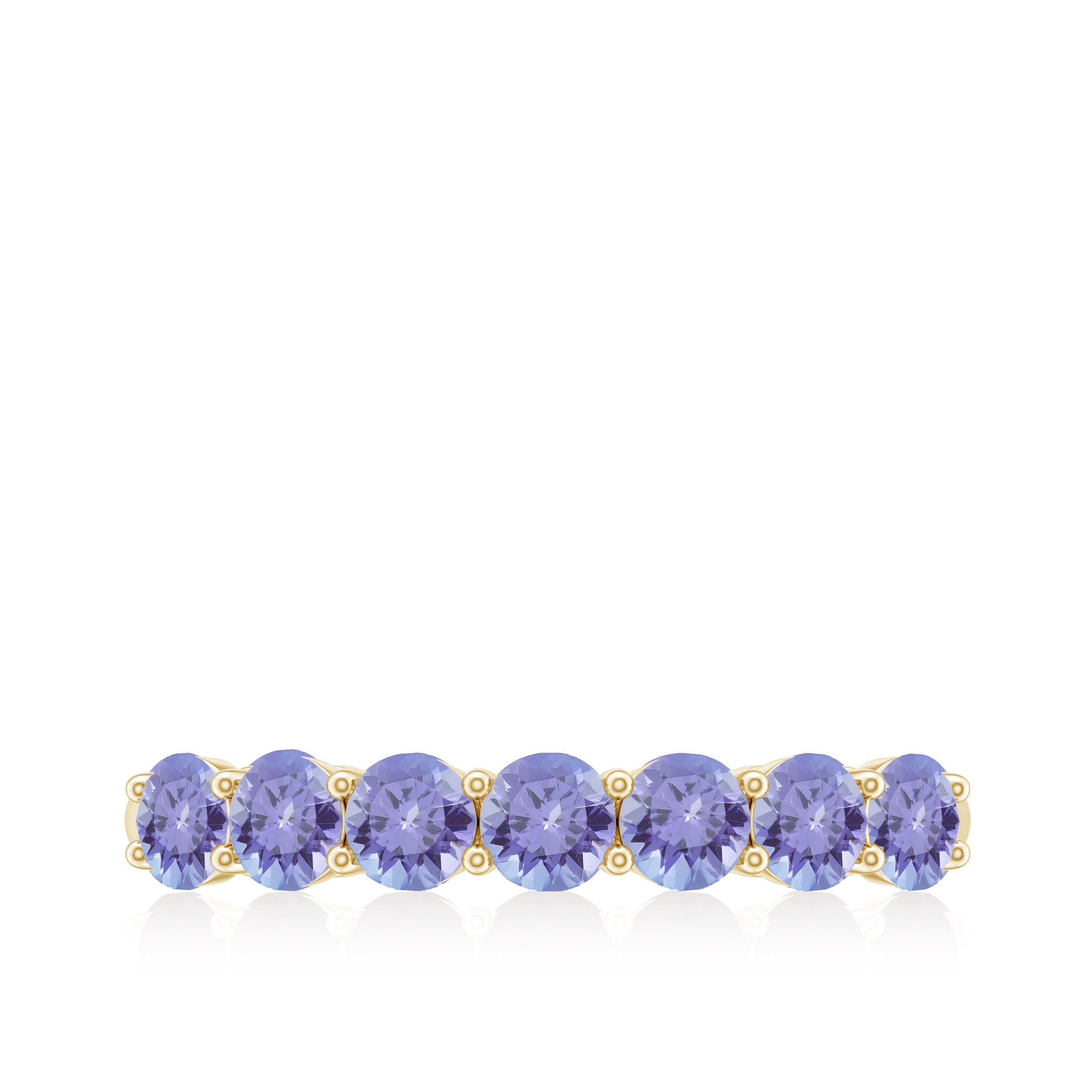 Round Tanzanite Seven Stone Half Eternity Ring Tanzanite - ( AAA ) - Quality - Rosec Jewels