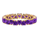 February Birthstone Amethyst Heart Eternity Ring in Gold Amethyst - ( AAA ) - Quality - Rosec Jewels