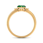 Heart Shape Created Emerald Designer Engagement Ring with Diamond Lab Created Emerald - ( AAAA ) - Quality - Rosec Jewels