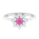 1 CT Pink Sapphire and Diamond Cluster Engagement Ring in Prong Setting Pink Sapphire - ( AAA ) - Quality - Rosec Jewels