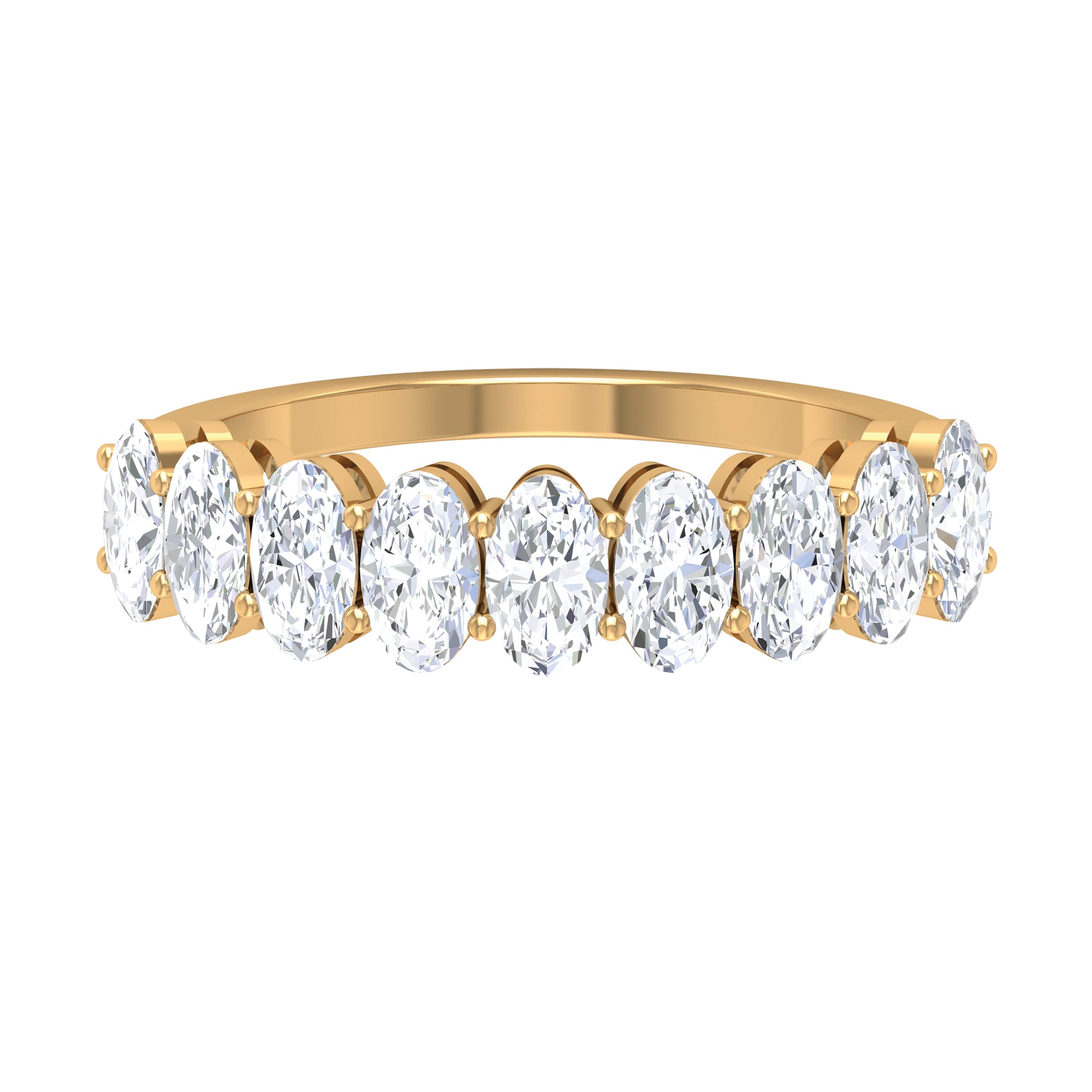 2.50 CT Oval Moissanite Half Eternity Band Ring in Gold Moissanite - ( D-VS1 ) - Color and Clarity - Rosec Jewels