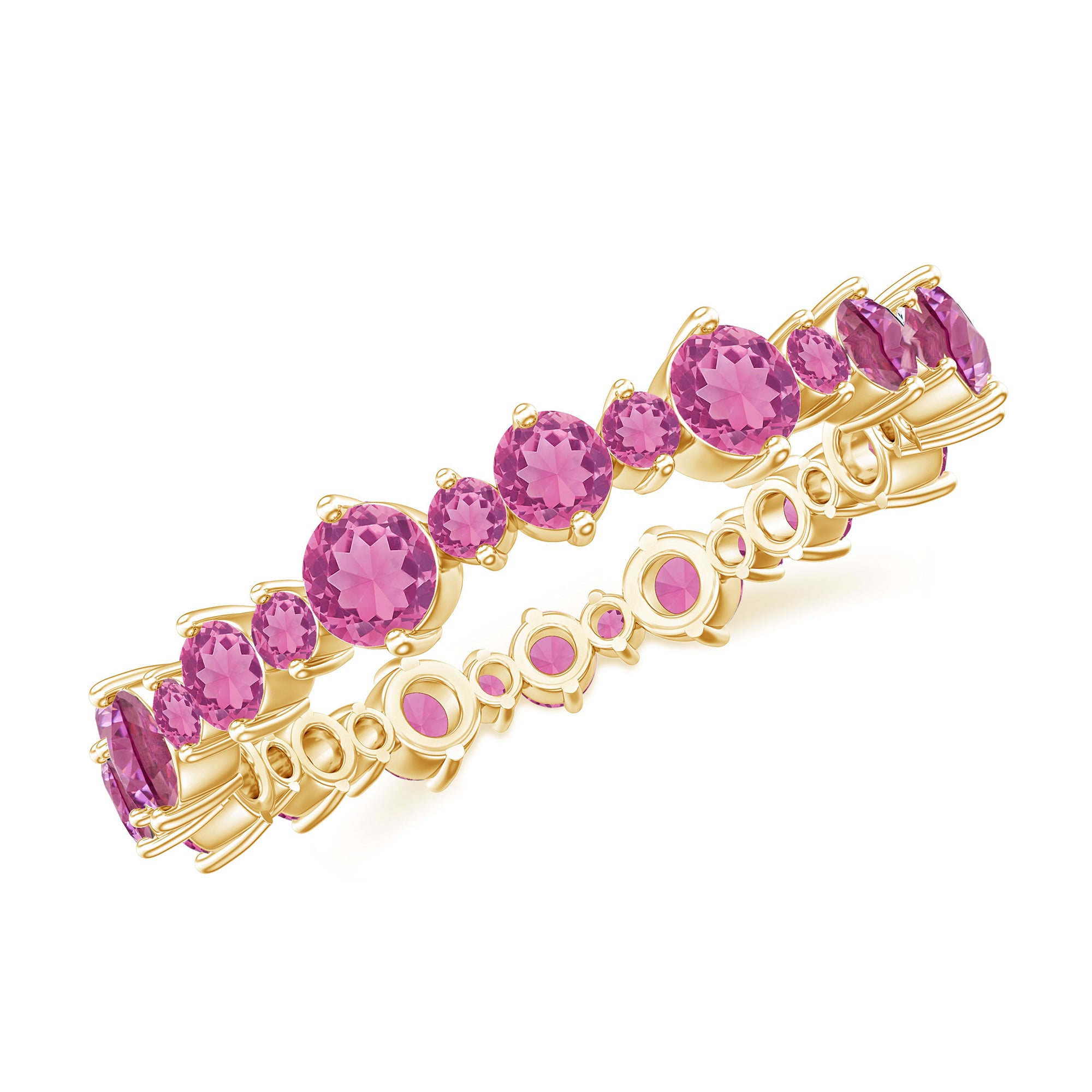 Pink Tourmaline Round Eternity Band Ring Pink Tourmaline - ( AAA ) - Quality - Rosec Jewels