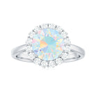 2.50 CT Round Shape Ethiopian Opal and Diamond Engagement Ring Ethiopian Opal - ( AAA ) - Quality - Rosec Jewels