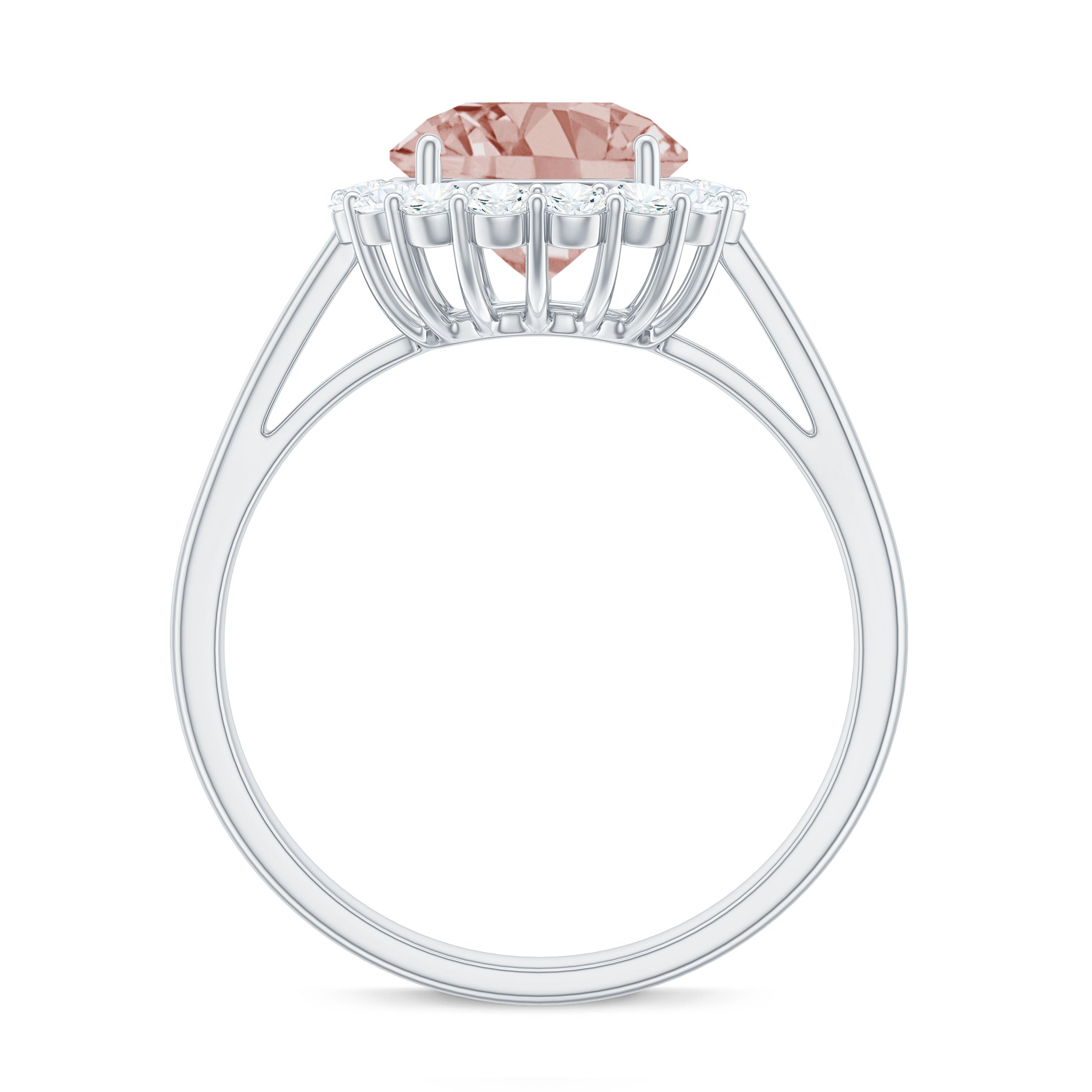 2.50 CT Round Shape Morganite and Diamond Engagement Ring Morganite - ( AAA ) - Quality - Rosec Jewels