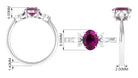 2 CT Claw Set Oval Rhodolite Solitaire Ring with Diamond Rhodolite - ( AAA ) - Quality - Rosec Jewels