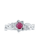 Flower Inspired Ruby and Diamond Engagement Ring Ruby - ( AAA ) - Quality - Rosec Jewels