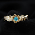 Flower Inspired London Blue Topaz and Diamond Engagement Ring London Blue Topaz - ( AAA ) - Quality - Rosec Jewels