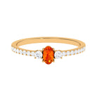 Oval Shape Orange Sapphire Promise Ring with Diamond Side Stone Orange Sapphire - ( AAA ) - Quality - Rosec Jewels