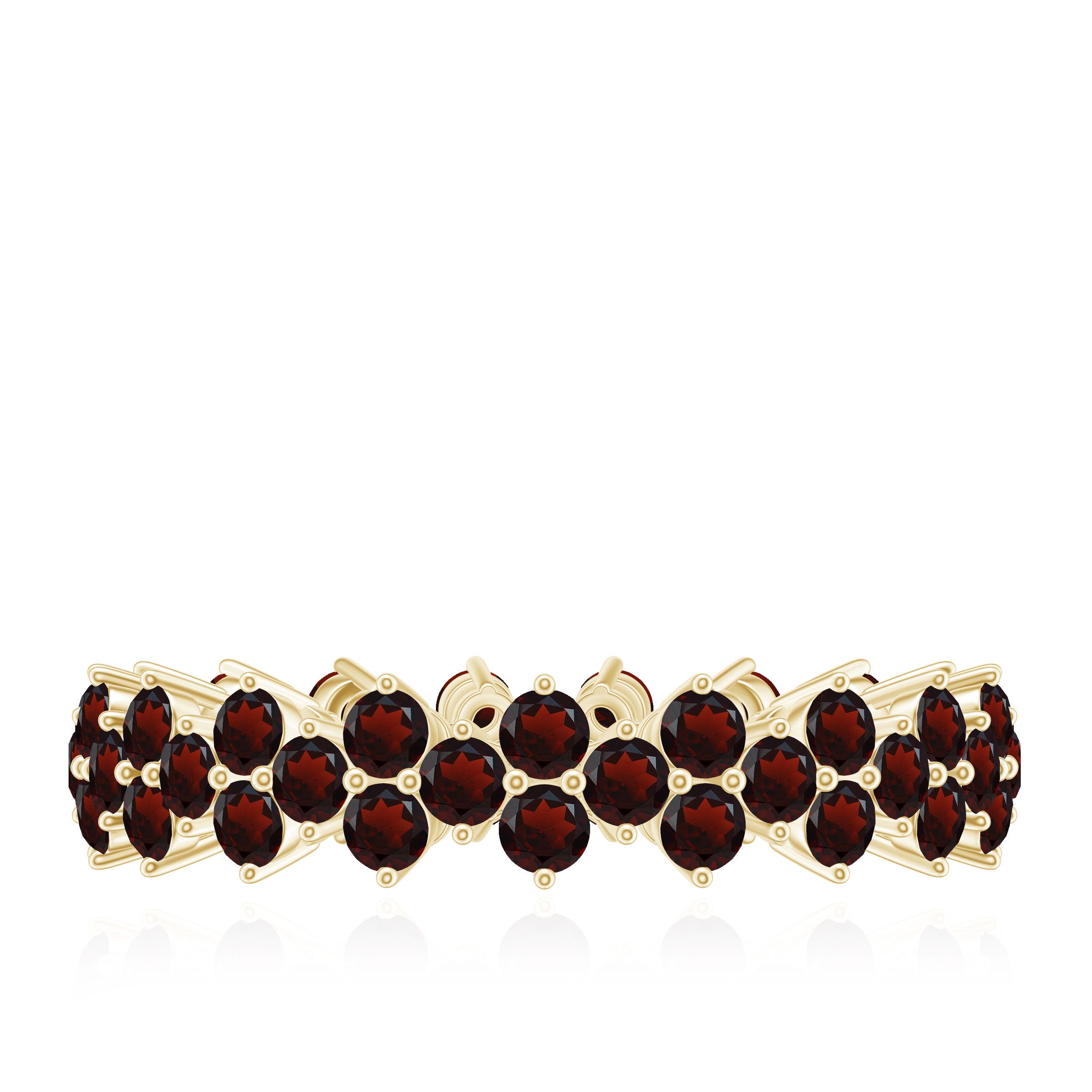 3 CT Garnet Floral Full Eternity Ring in Gold Garnet - ( AAA ) - Quality - Rosec Jewels