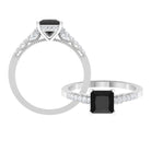 1.5 CT Solitaire Created Black Diamond Minimal Solitaire Ring with Diamond Lab Created Black Diamond - ( AAAA ) - Quality - Rosec Jewels