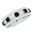 1.75 CT Vintage Black Onyx and Moissanite Wedding Band Black Onyx - ( AAA ) - Quality - Rosec Jewels