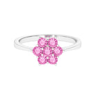 1 CT Round Shape Pink Sapphire Cluster Flower Ring Pink Sapphire - ( AAA ) - Quality - Rosec Jewels