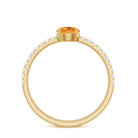 Minimal Citrine Solitaire Promise Ring with Diamonds Citrine - ( AAA ) - Quality - Rosec Jewels