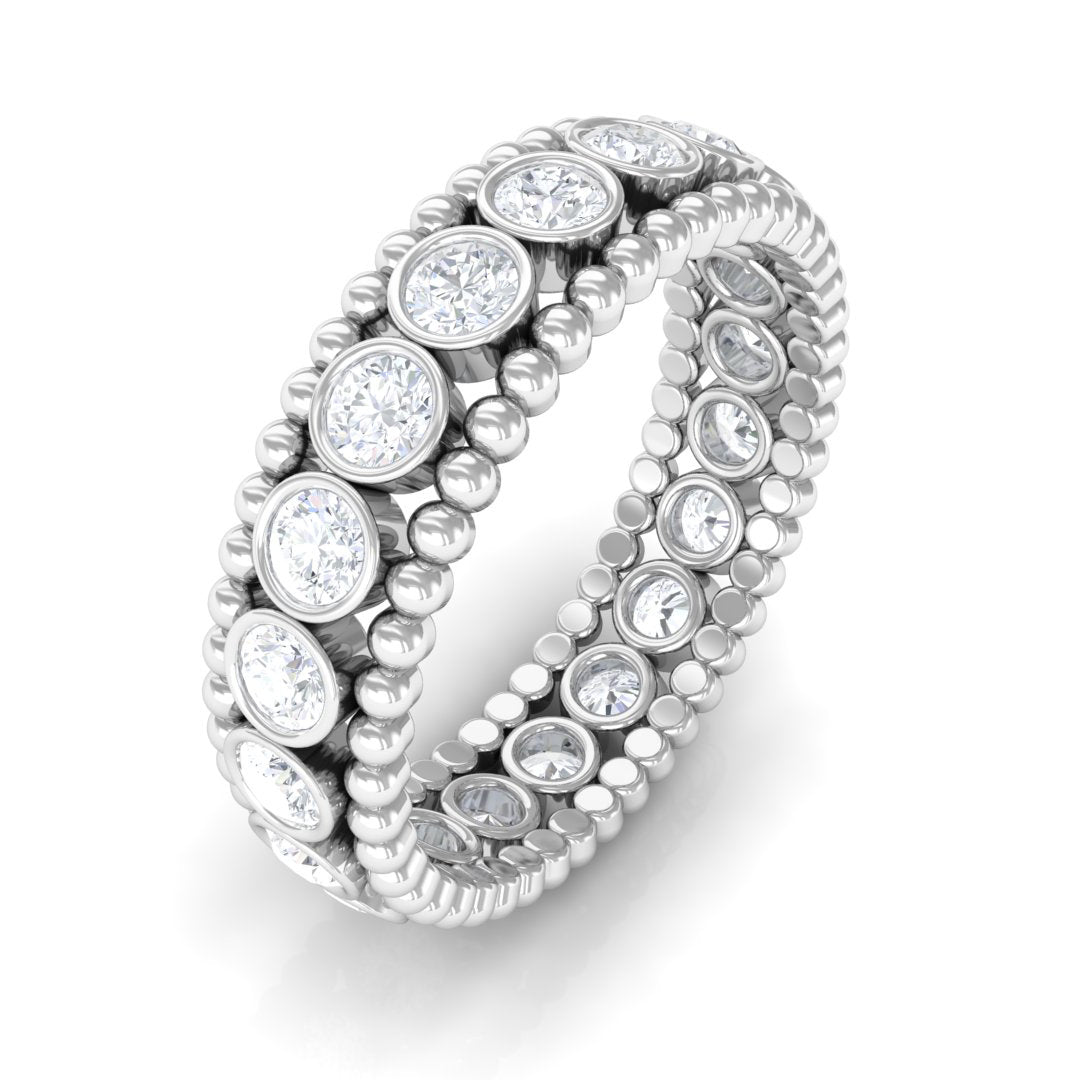 Bezel Set Moissanite Full Eternity Ring Moissanite - ( D-VS1 ) - Color and Clarity - Rosec Jewels