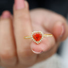 1.50 CT Heart Shape Fire Opal Engagement Ring with Diamond Accent Fire Opal - ( AAA ) - Quality - Rosec Jewels