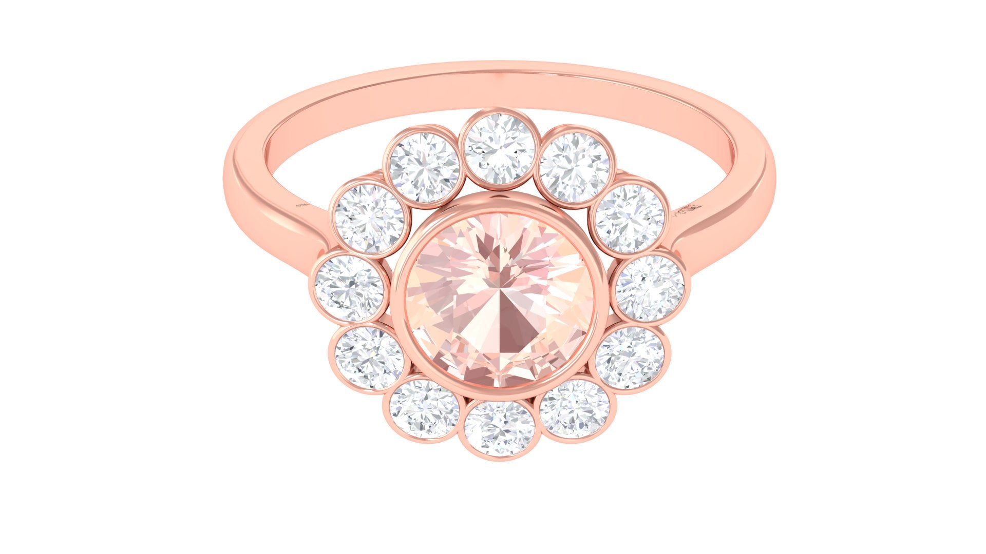 3.5 CT Round Shape Morganite and Moissanite Halo Engagement Ring Morganite - ( AAA ) - Quality - Rosec Jewels