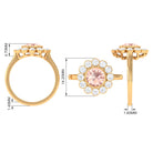 3.5 CT Round Shape Morganite and Moissanite Halo Engagement Ring Morganite - ( AAA ) - Quality - Rosec Jewels