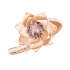 Nature Inspired Morganite Floral Ring with Diamond Morganite - ( AAA ) - Quality - Rosec Jewels