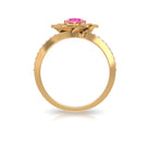 Pink Sapphire and Diamond Flower Engagement Ring with Bypass Shank Pink Sapphire - ( AAA ) - Quality - Rosec Jewels