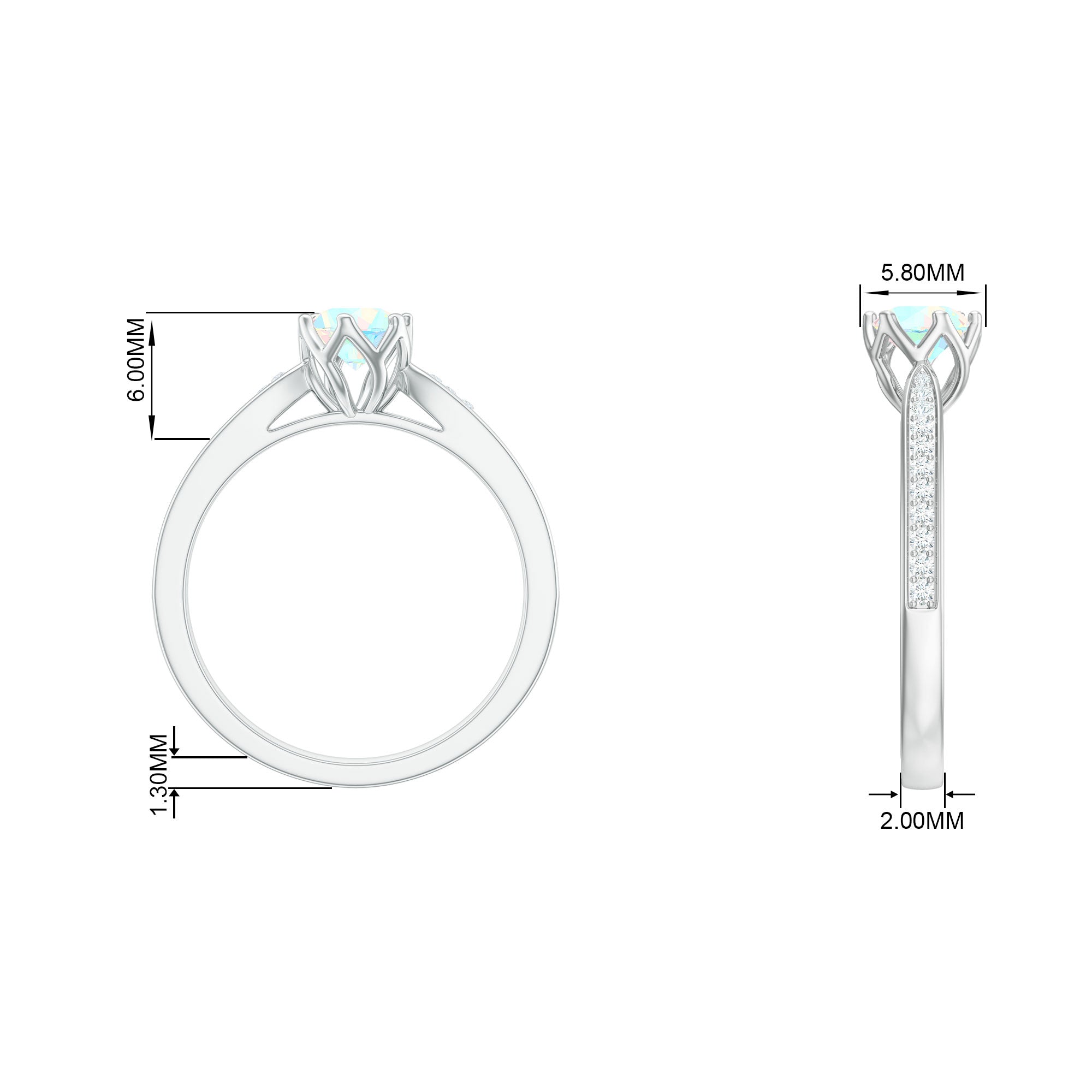 Real Ethiopian Opal Solitaire Engagement Ring with Diamond Ethiopian Opal - ( AAA ) - Quality - Rosec Jewels