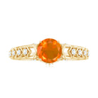 1 CT Solitaire Fire Opal and Diamond Art Deco Engagement Ring Fire Opal - ( AAA ) - Quality - Rosec Jewels