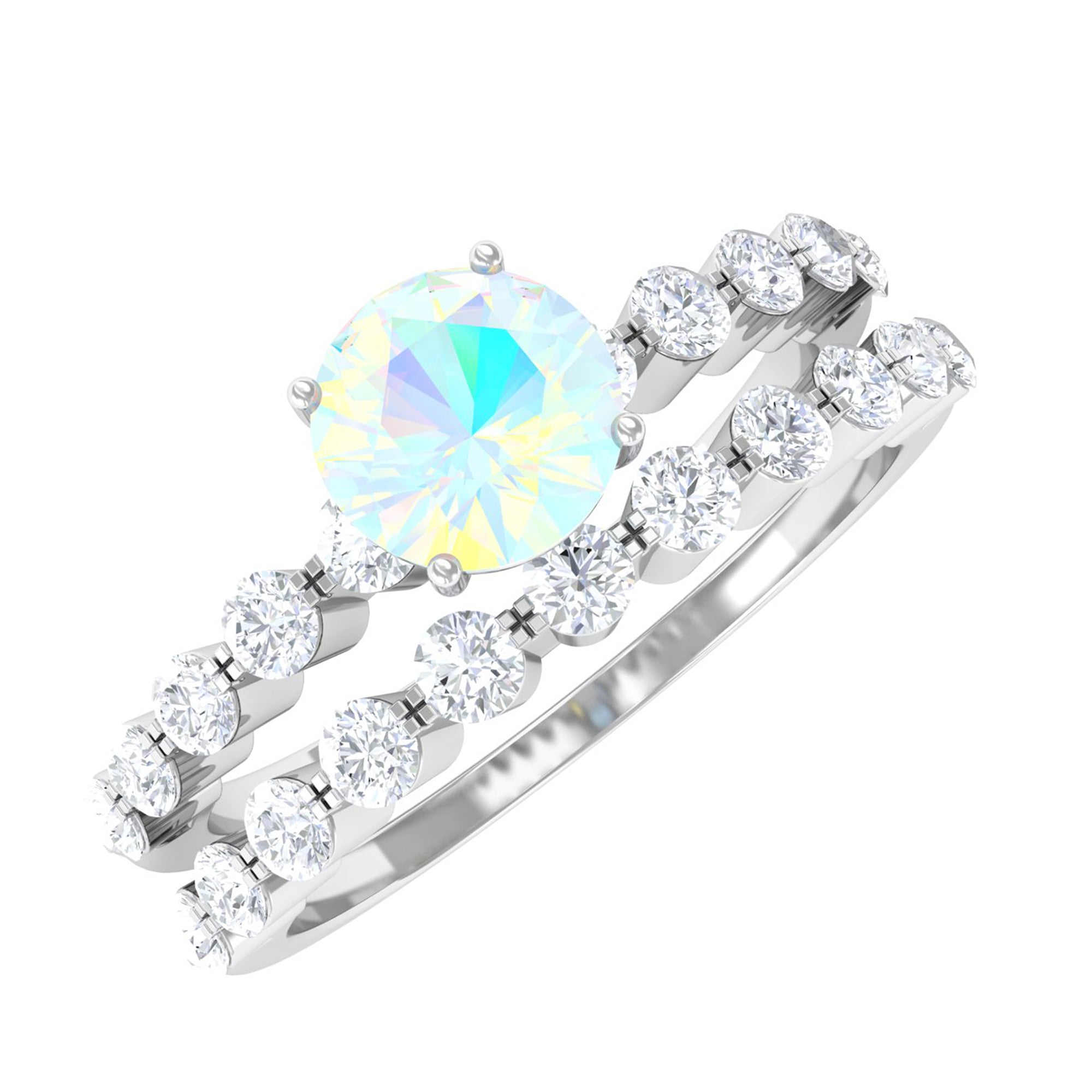 1.25 CT Simple Ethiopian Opal and Diamond Bridal Ring Set Ethiopian Opal - ( AAA ) - Quality - Rosec Jewels