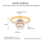 Oval Shape Morganite Engagement Ring with Diamond Halo Morganite - ( AAA ) - Quality - Rosec Jewels