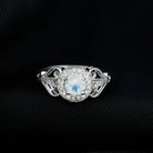 Vintage Moonstone Diamond Engagement Ring with Beaded Detail Moonstone - ( AAA ) - Quality - Rosec Jewels